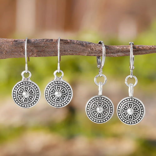 Bohemian style retro round distressed ethnic earrings in zinc alloy with geometric shape