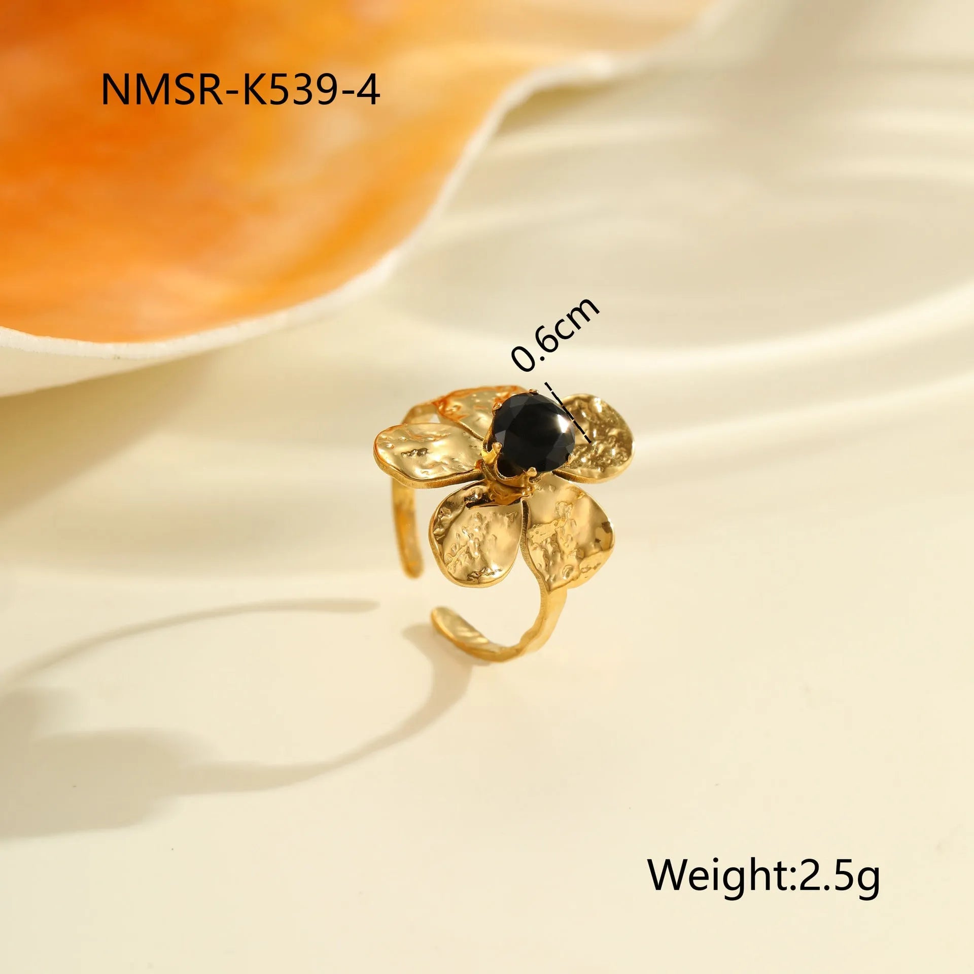 Adjustable open mouth women's ring with geometric design and zircon accents on stainless steel band