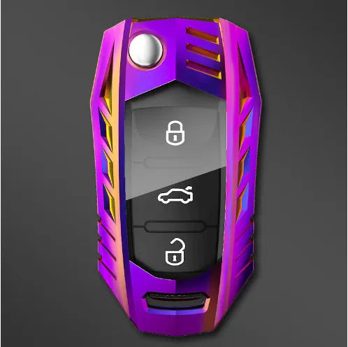 Metal mecha golf auto key shell set in silver with button case buckle
