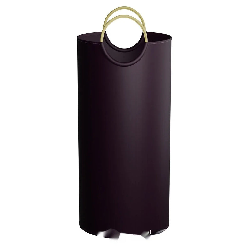 Round portable plastic trash can with optional pattern, 38cm wide by 72cm high.