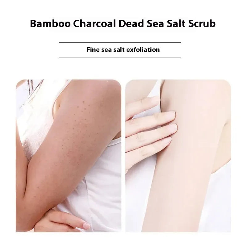 Pure white body bamboo charcoal facial scrub 280g with moisturising cream set on a plain background