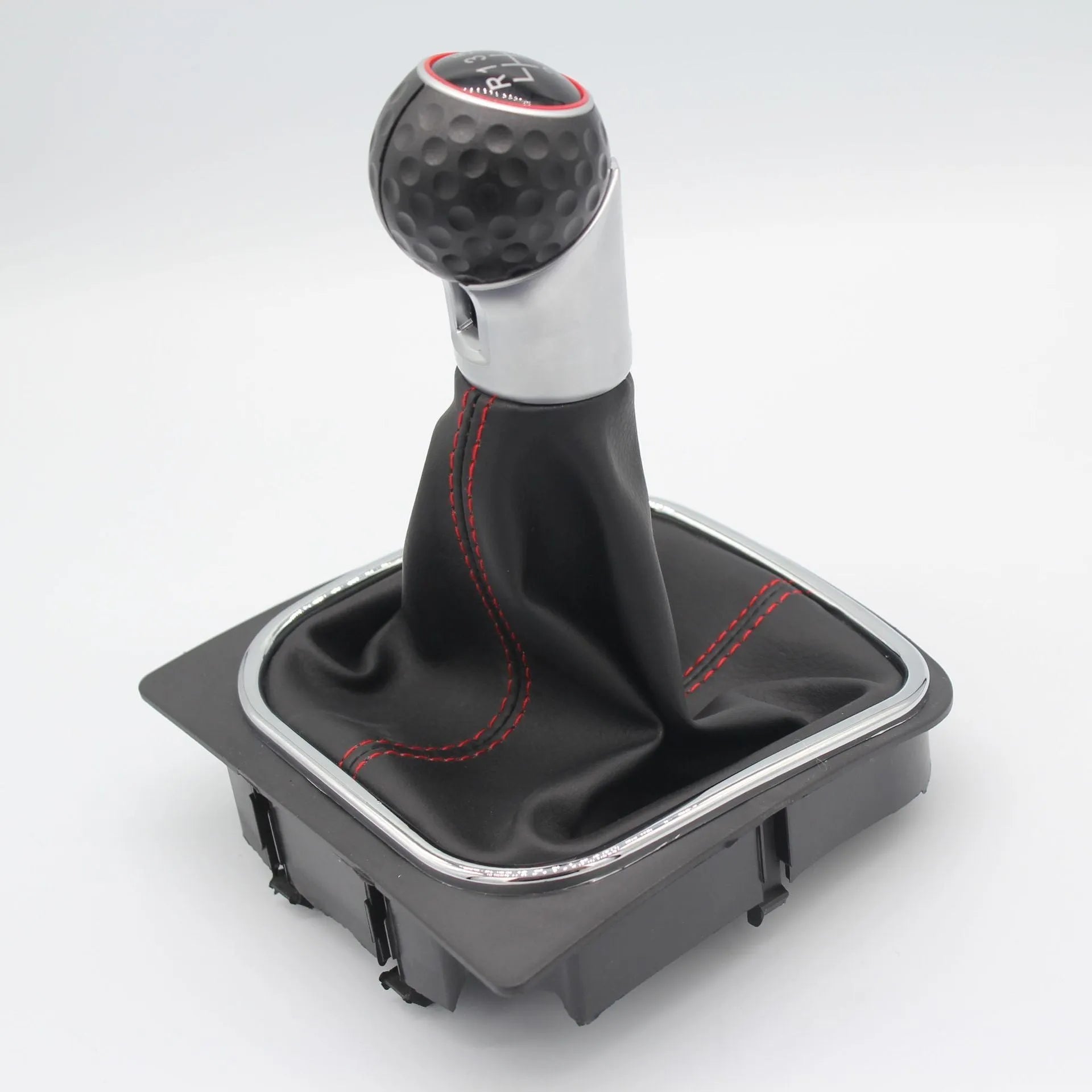 Leather gear knob with dust boot for manual Volkswagen Golf 5, 6, and 7.