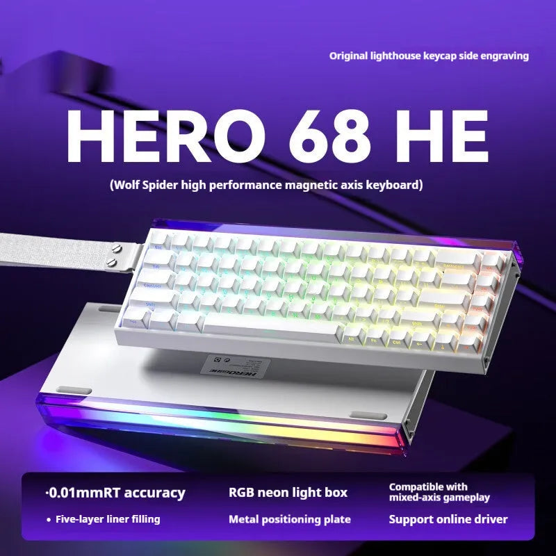 Magnetic axis mechanical keyboard with RGB lighting and engraved side designs