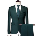Men's business casual suit two-piece set in blazer and trousers, polyester fabric, loose fit, available in multiple colours