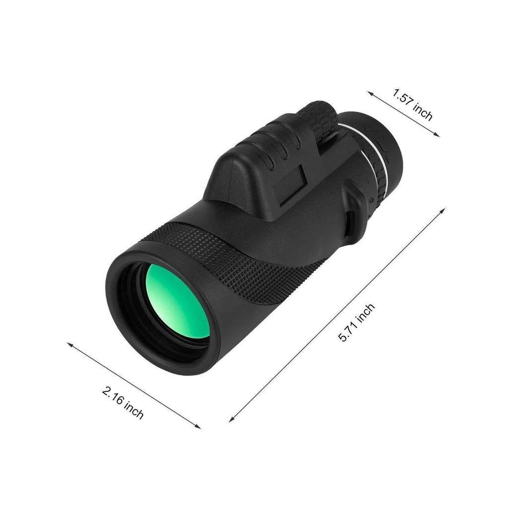 Black HD 40x60 cellphone telescope monocular with lens caps, showing its 144mm length.