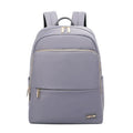 Women's large Oxford cloth backpack in black, showing front compartment and breathable back panel