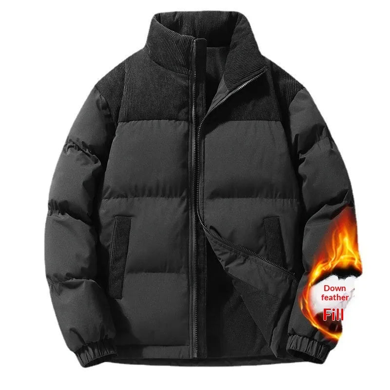 Unisex winter stand-collar padded coat in solid colour with side seam pockets, polyester material, available in multiple colours