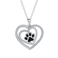 Women's dog paw print heart necklace with electroplated copper pendant and cross chain