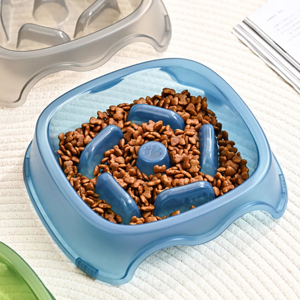 Pet dog slow feeder anti-choking bowl with maze pattern in multiple colour options
