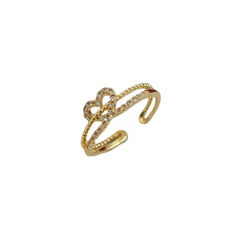 Love ring for women copper geometric electroplated gold colour Korean style light luxury jewellery