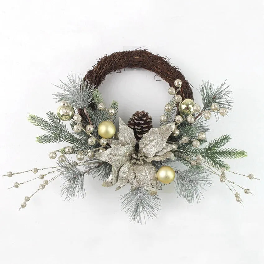 Plastic Christmas door hanging set with rattan, garland, lintel and upside-down tree in multiple sizes