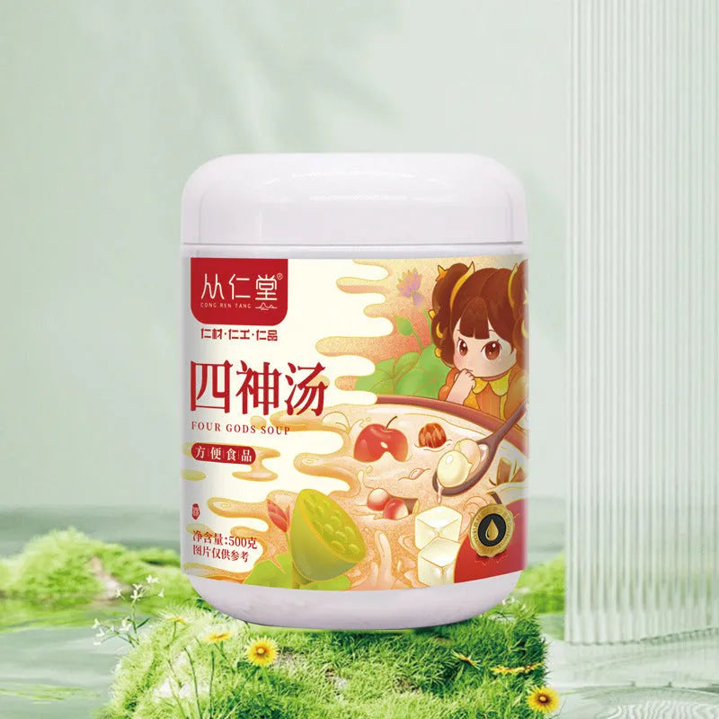 Box of children's spleen and stomach herbal tea with lotus seed poria yam formula showing 12 refrigerated 100ml bags