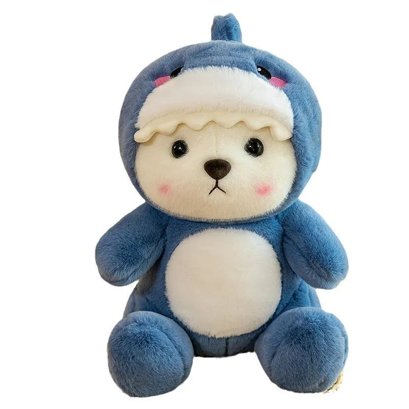 Colourful strawberry bear plush doll with cute face, available in multiple sizes and colours for teenagers