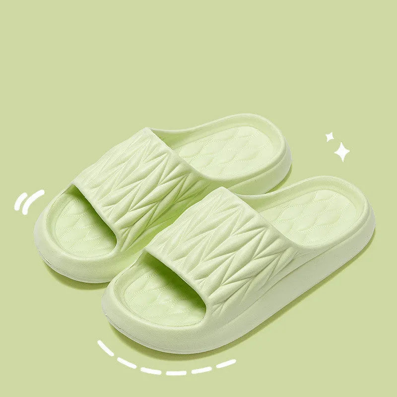 Leaf texture design EVA indoor slippers with non-slip sole in multiple colour options