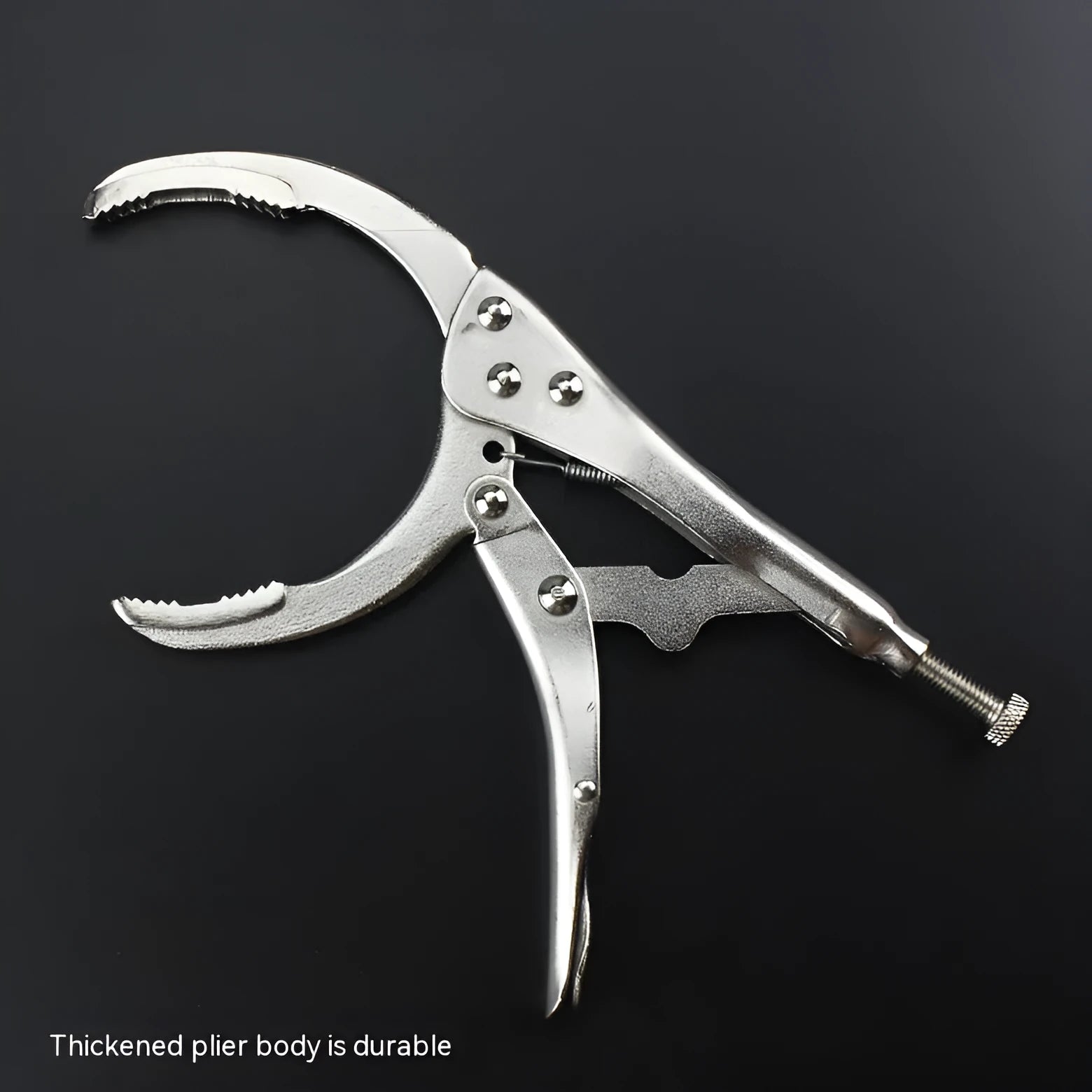 Clamp oil filter wrench made from 45 steel for 50-110mm filters, 225mm length, on white background