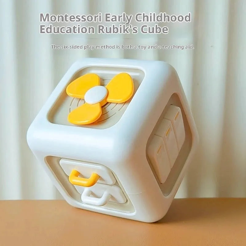 White plastic hexahedral busy ball with moving music for children aged 4-6 years