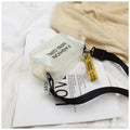 Transparent square jelly women's shoulder bag with a long adjustable strap, shown in a light colour.