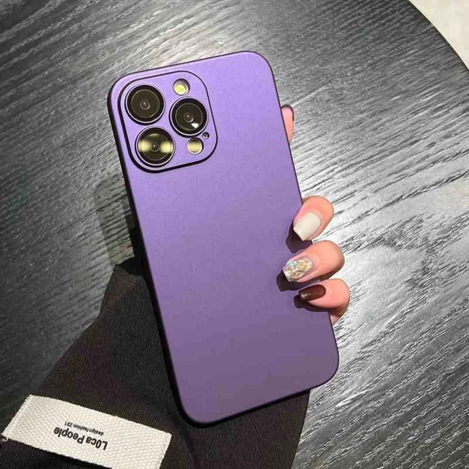 Ultra-thin frosted PC anti-fall case for iPhone in matte solid colour, with lens film