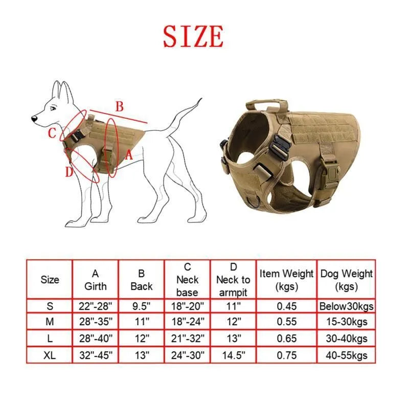 Six-piece dog training vest battle suit set in polyester fabric with tactical design