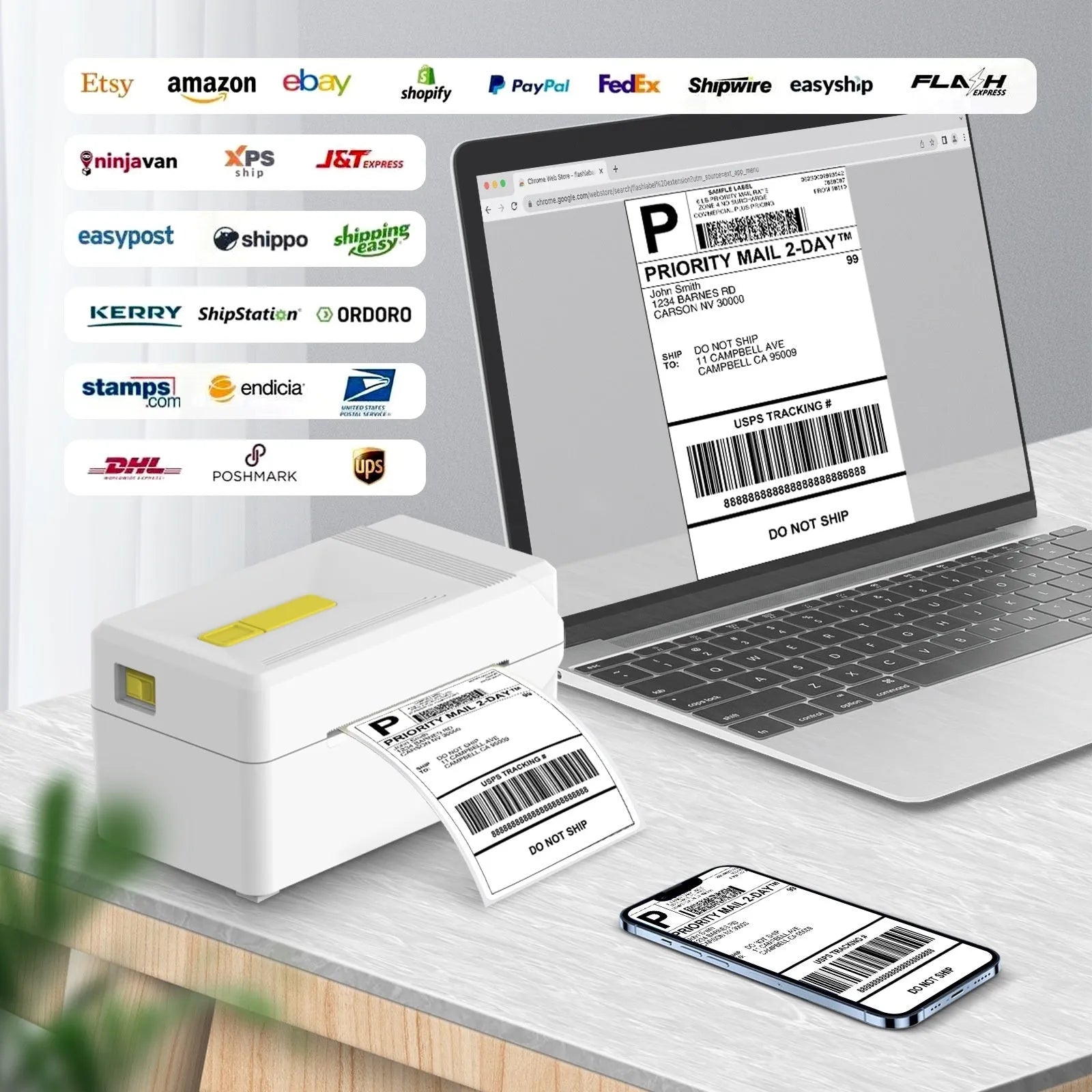 FlashLabel thermal express label printer for shipping and order printing