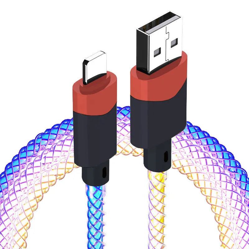RGB charging data cable with colour gradient lighting 1m multi-interface