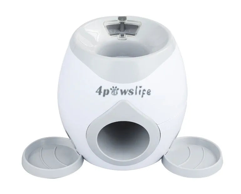 Smart pet feeder tennis ball reward machine in ABS, approx. 300 x 180 x 200mm, with 6cm balls and 8cm food tray