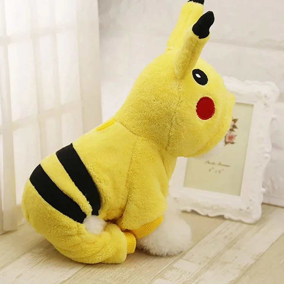 Fleece cat warm coat with hood in cartoon design for autumn and winter wear