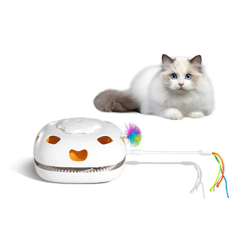 Automatic self-play cat teaser toy in picture colour, plastic construction.