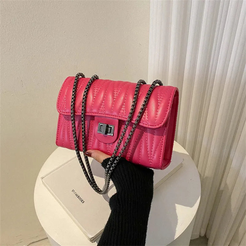 Small beige PU women's bag with a retro textured diamond pattern and a soft carry handle.