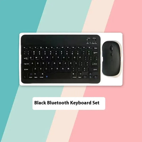10-inch Bluetooth keyboard and mouse set in multiple colours on a desk