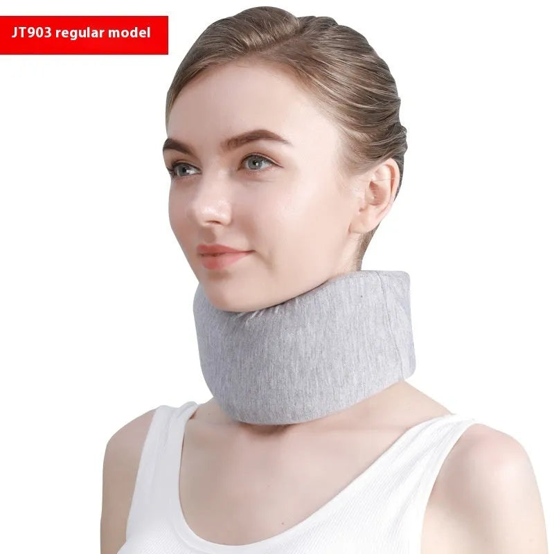 White adjustable neck support brace for cervical spine and shoulder posture correction.