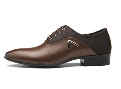 Men's classic Oxford shoe in black, brown, or yellow with a PU leather upper and rubber sole.