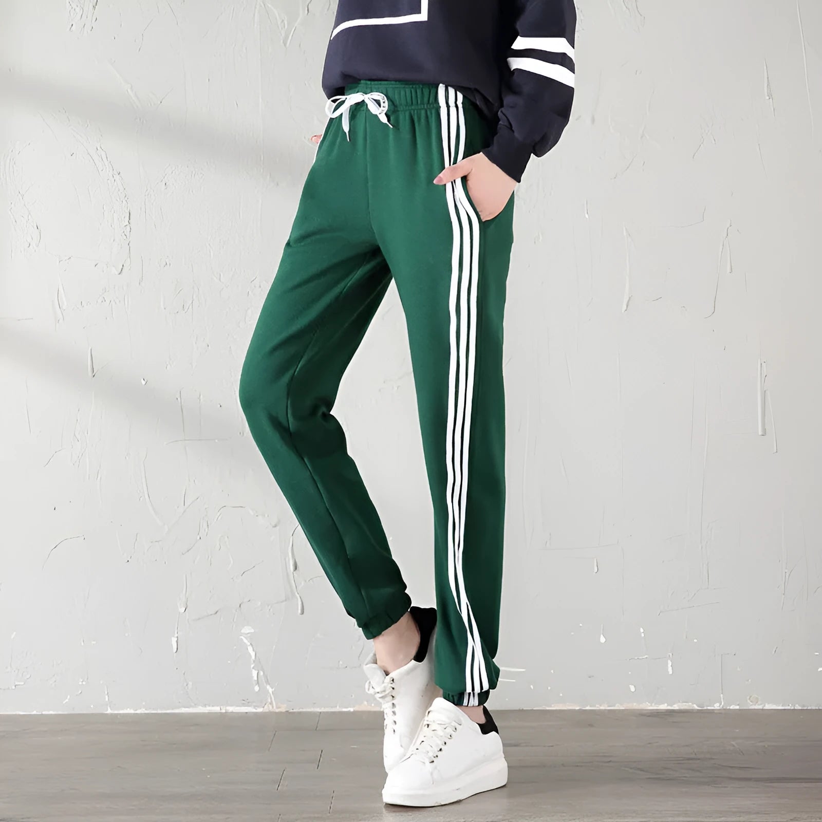 Velvet casual trousers for women, loose fit, warm, available in black gray pink sizes M to XXL