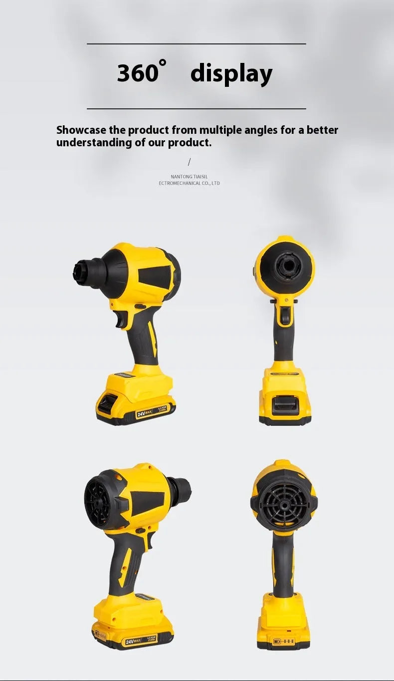 Yellow handheld lithium battery dust gun with 680W power for office cleaning applications