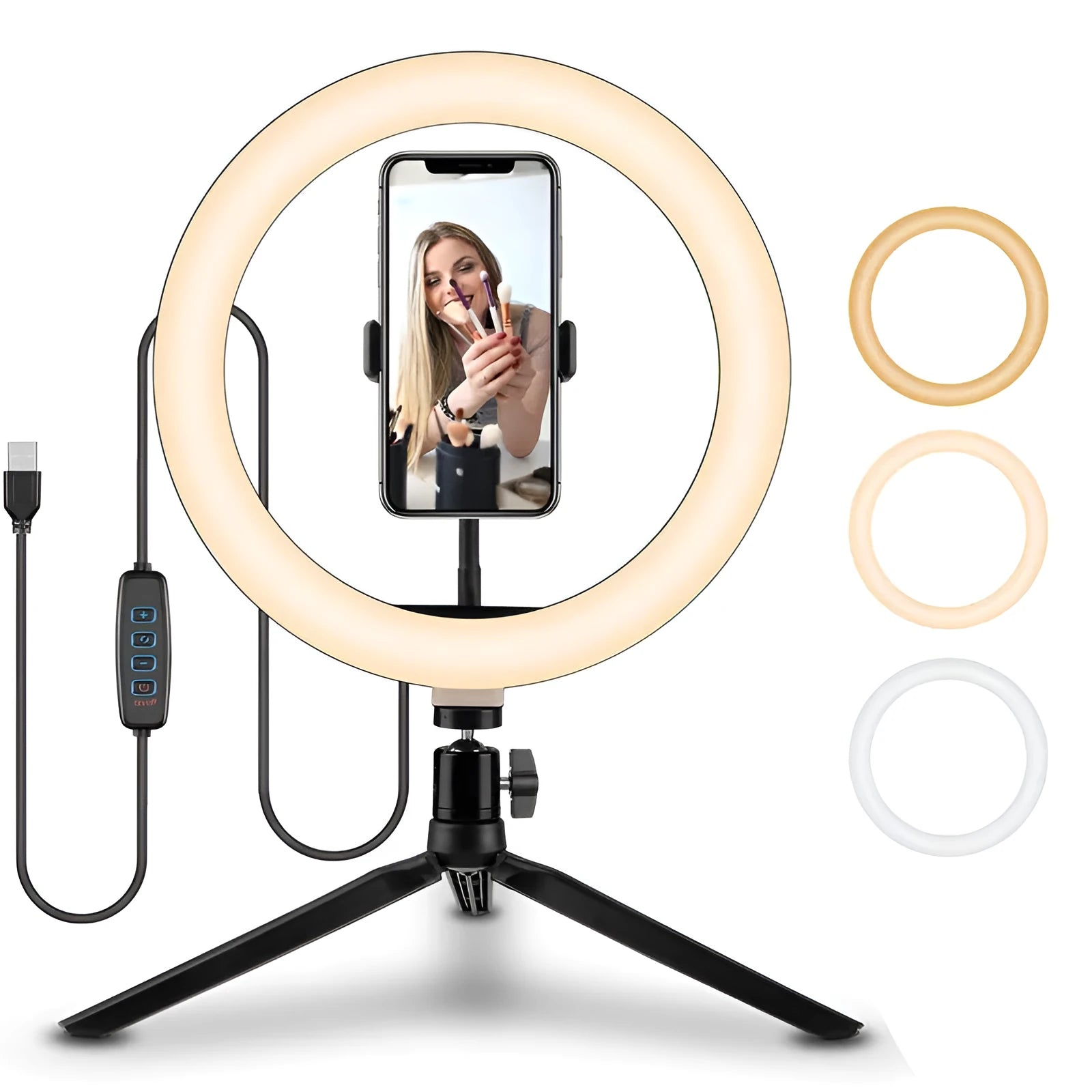 10-inch ring selfie beautifying light with adjustable 19cm metal bracket for smartphones
