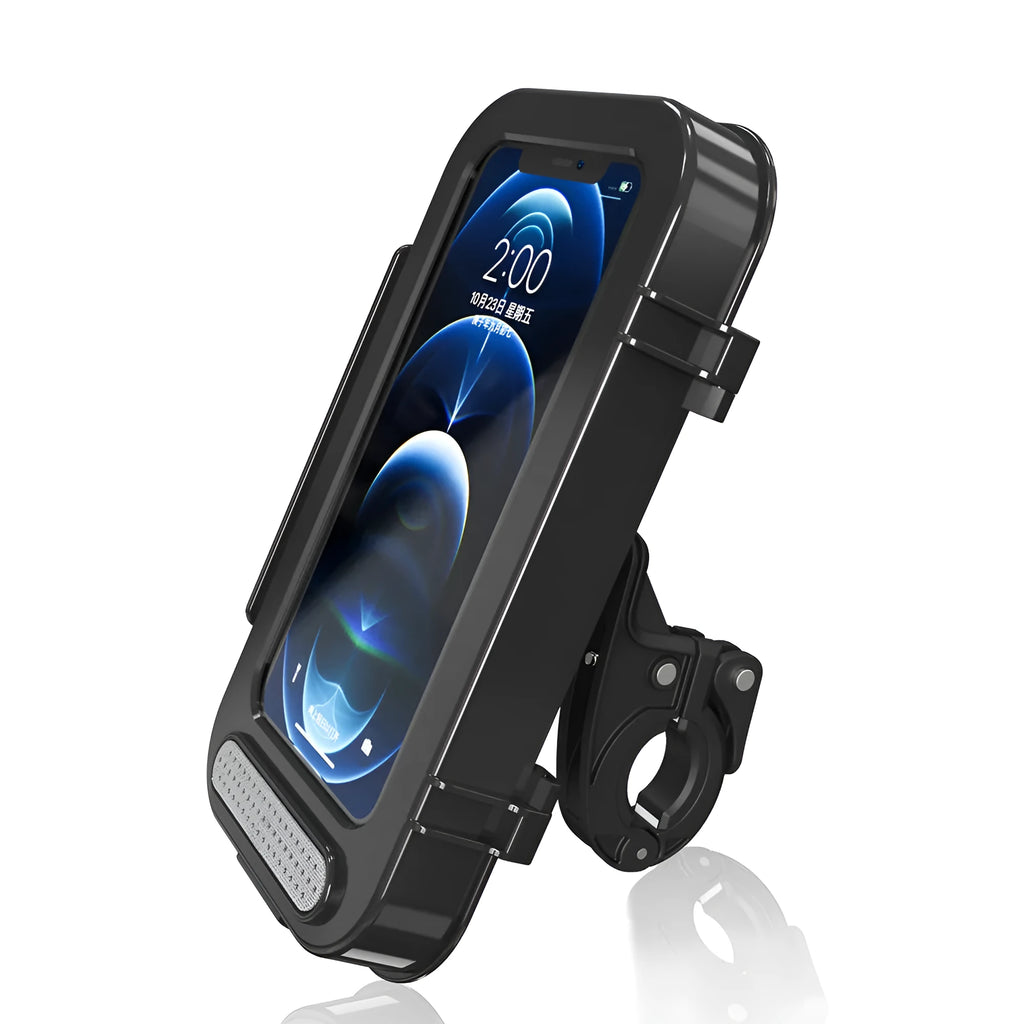 Bicycle motorcycle mobile phone holder with ABS PC silicone construction in F81 model for rearview mirror handle mounting
