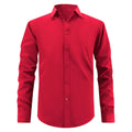 Men's slim-fit solid colour polyester shirt in black, front view, Korean cardigan style casual wear