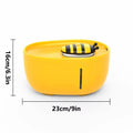 Yellow cat water fountain with filter system and blue LED light indicator