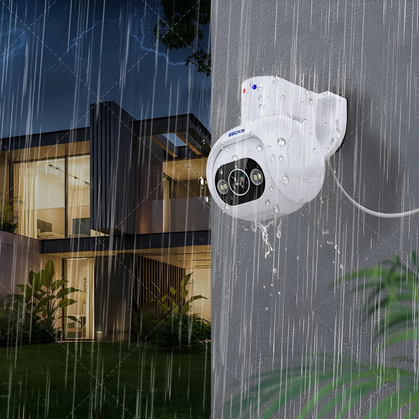 4MP smart colour night vision H265 security camera with wall mount bracket