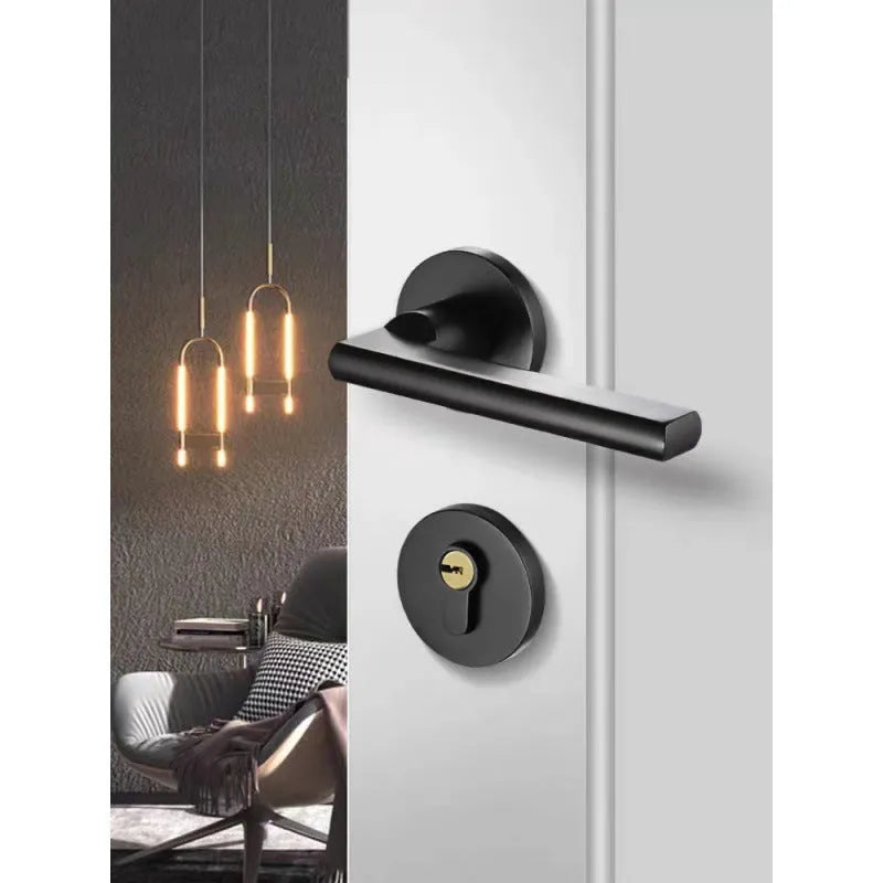 Household indoor split magnetic door lock handle for timber doors with aluminium alloy construction