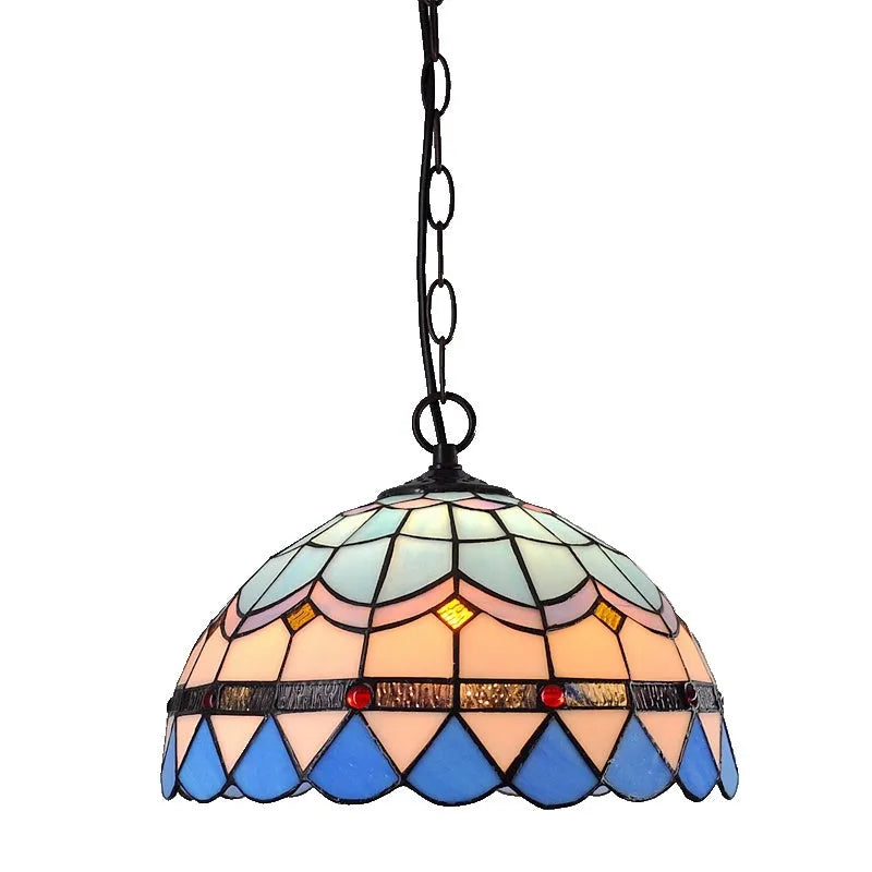 European retro baroque style chandelier in coloured glaze with abstract modelling.