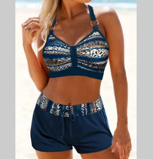Women's two-piece polyester bikini set in print pattern available in multiple sizes