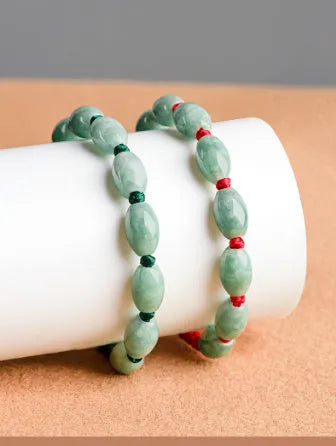 National style jade bracelet in dark green men's or red women's design with certificate