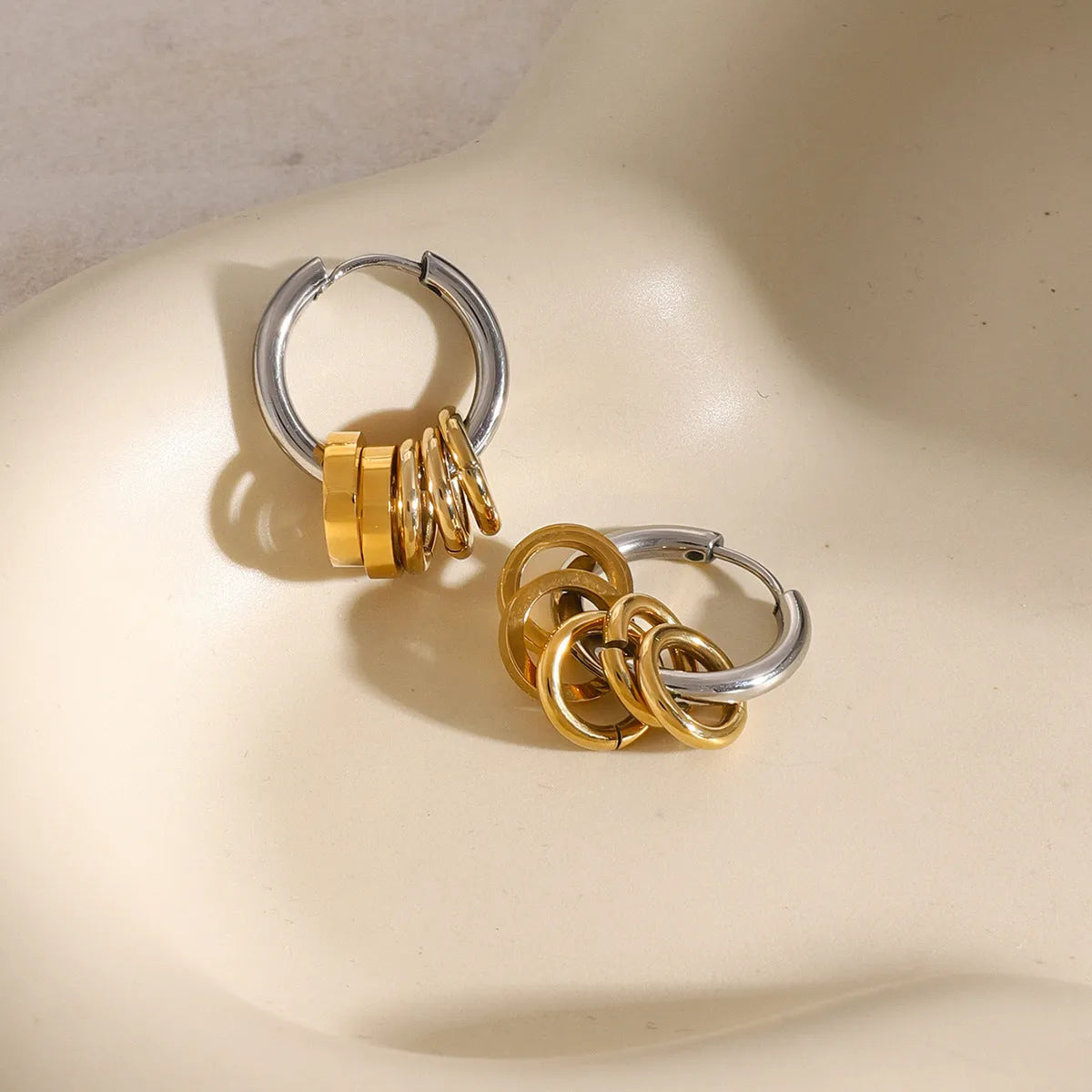 Pair of stainless steel ins style earrings with an electroplated finish in colour option JDE2405019.