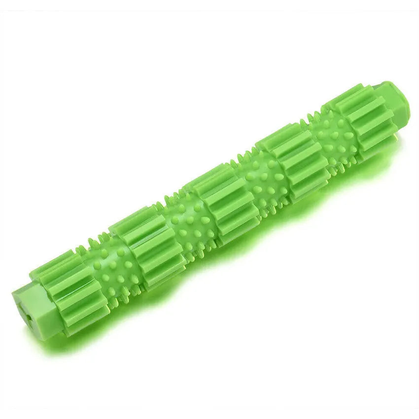 Green or orange rubber dog chew toy with treat dispenser for aggressive chewers