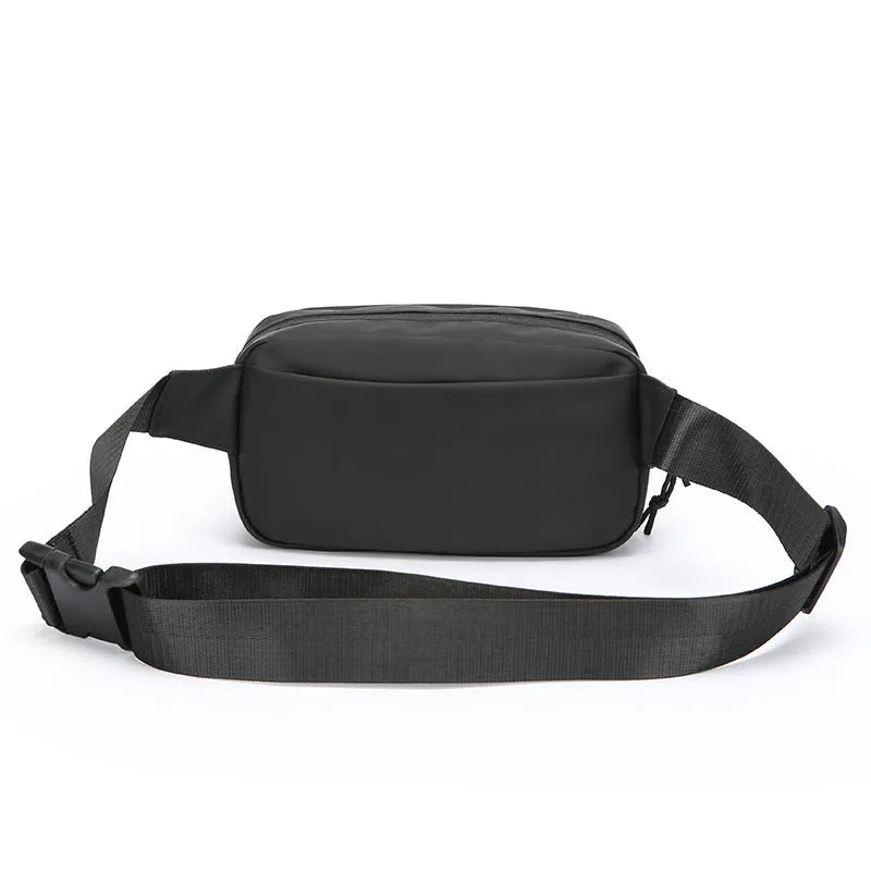 Men's waterproof Oxford cloth crossbody bag available in black, grey, blue, and khaki.