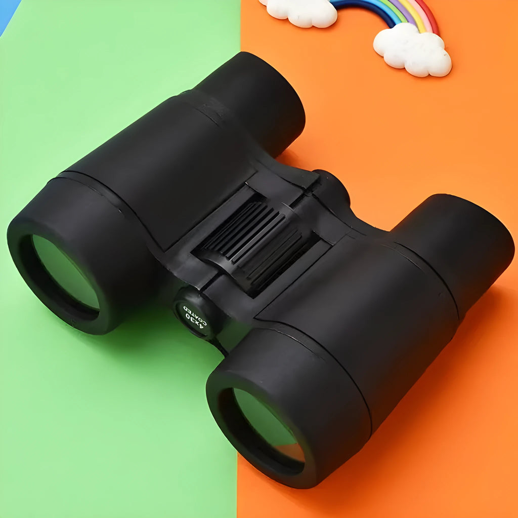 4X30 kids toy telescope HD portable binoculars style in black with 430 flat leather finish