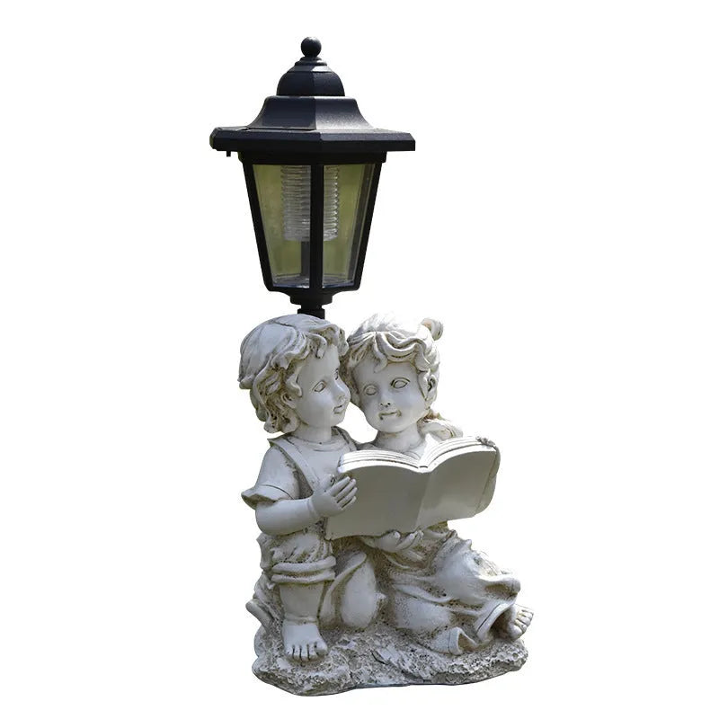 Solar hexagonal garden lamp with American country style design in synthetic resin construction