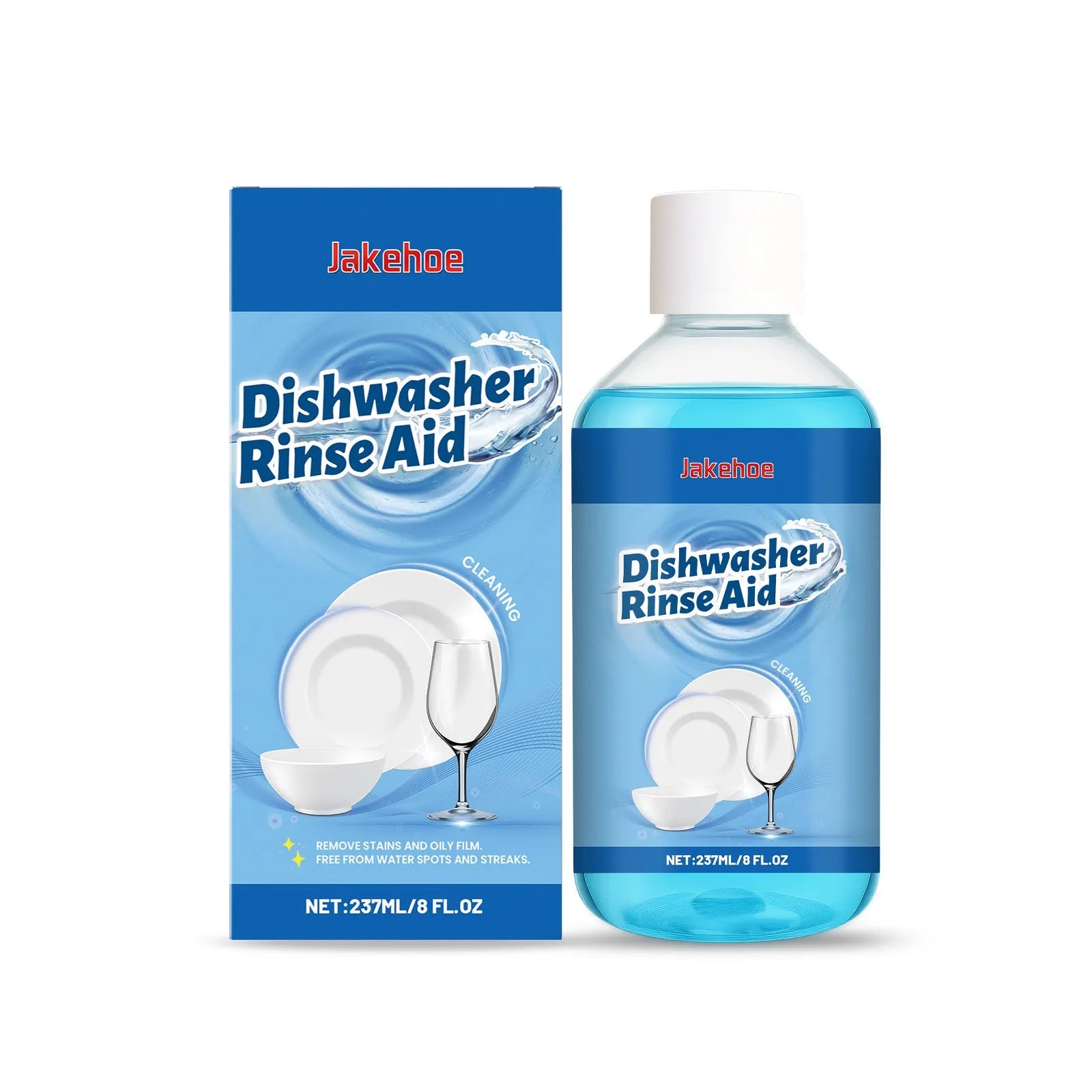 237mL bottle of dishwasher cleaning aid liquid for removing oil and grease stains from plates