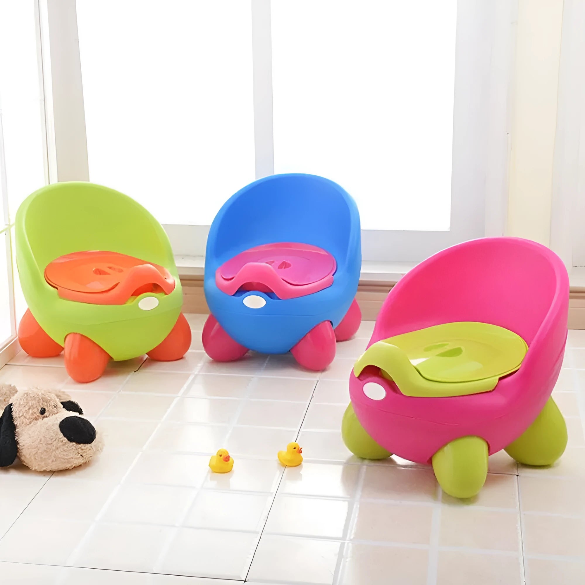 Dandan cartoon-style baby training toilet stool in light blue colour with removable seat.